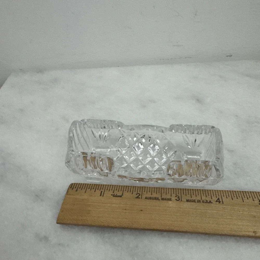3 VTG Clear Zipper Cut Glass Barbell Knife Rests And Took Pick Holder